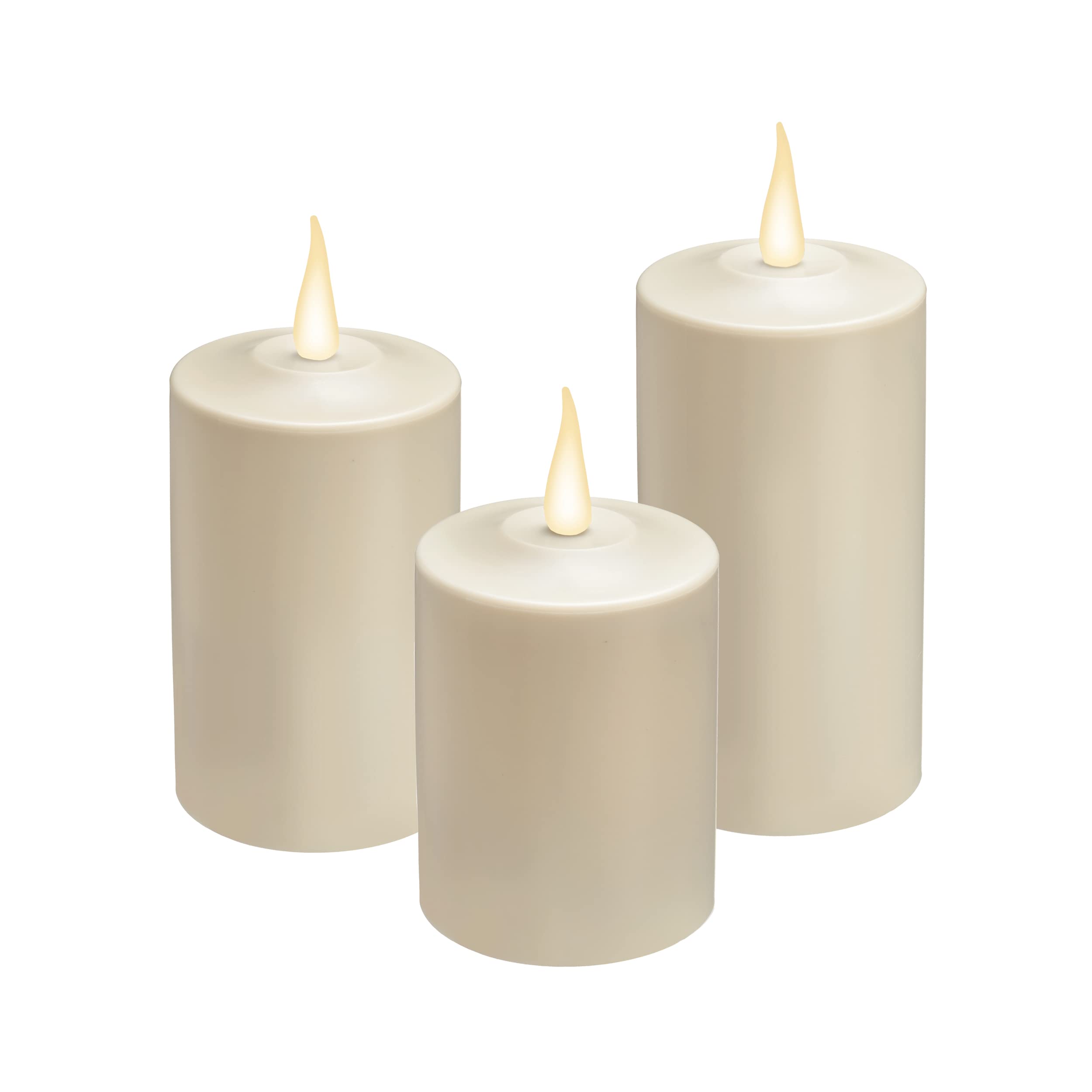 Xodus Innovations Fpc1587 Weatherproof Flameless Indoor/Outdoor Battery Powered Pillar Candle With Warm White Realistic Flame, 3