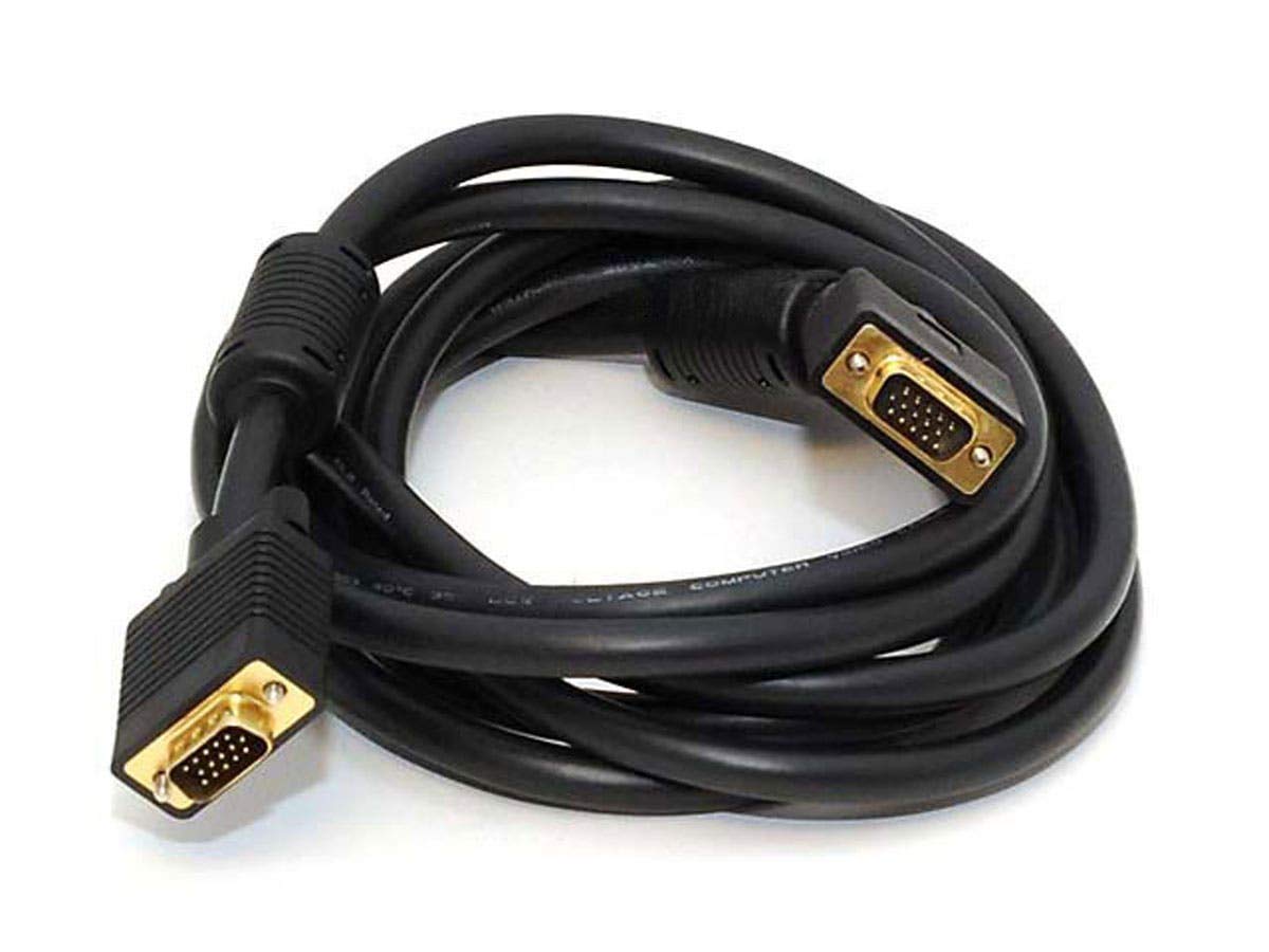 Monoprice Svga Super Vga   Male To Male Monitor Cable, With Ferrites, Gold Plated Connectors, 10Ft, Black