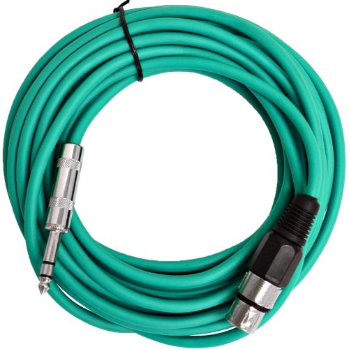 Seismic Audio - Satrxl-F25Green-6Pack - 6 Pack Of 25 Ft Xlr Female To 1/4'' Trs Patch Cable Snake Cords Balanced - Green