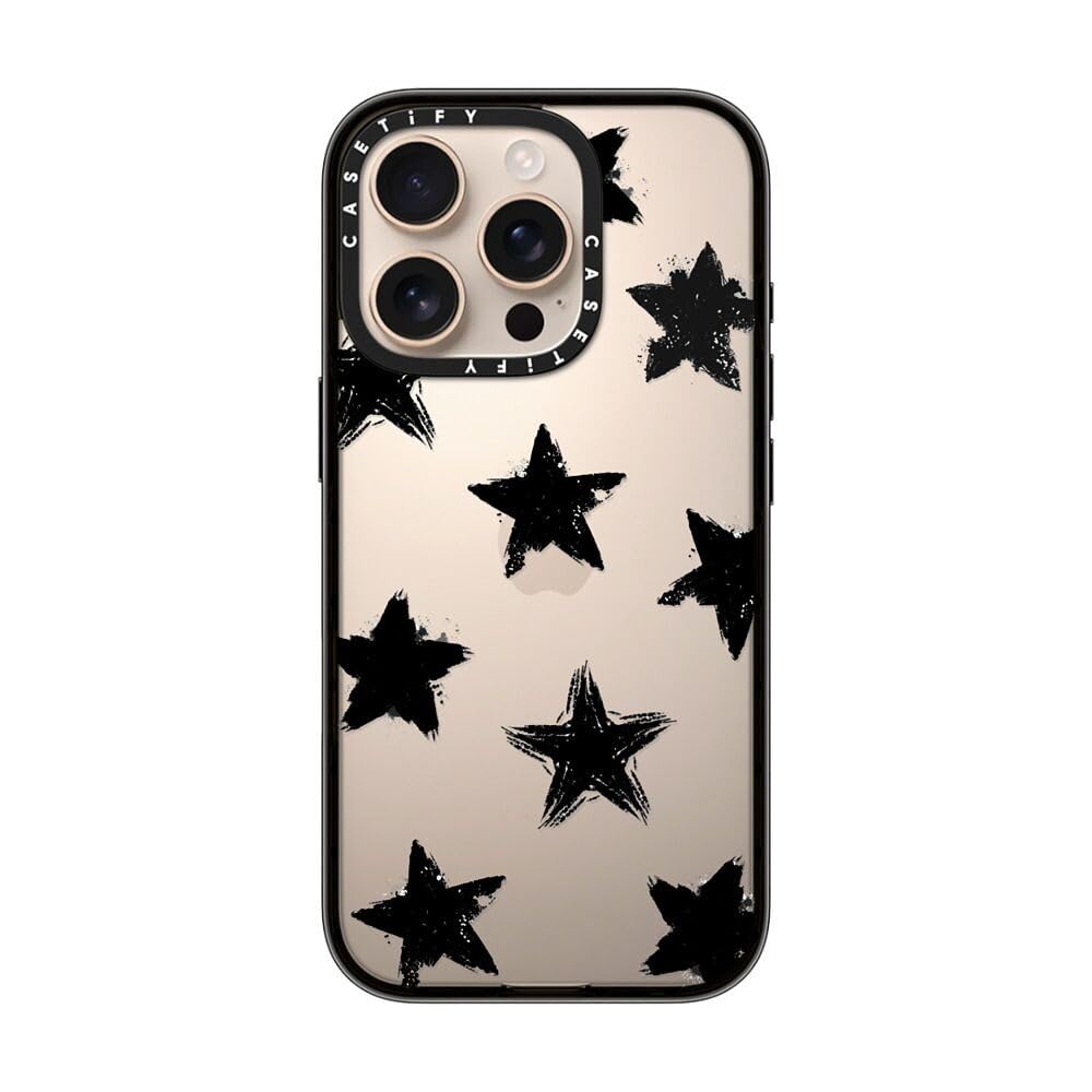 Casetify Compact Case For Iphone 16 Pro [Lightweight / 4 Ft. 2X Military Grade Drop Protection/Slim]   Star Marks   Clear Black
