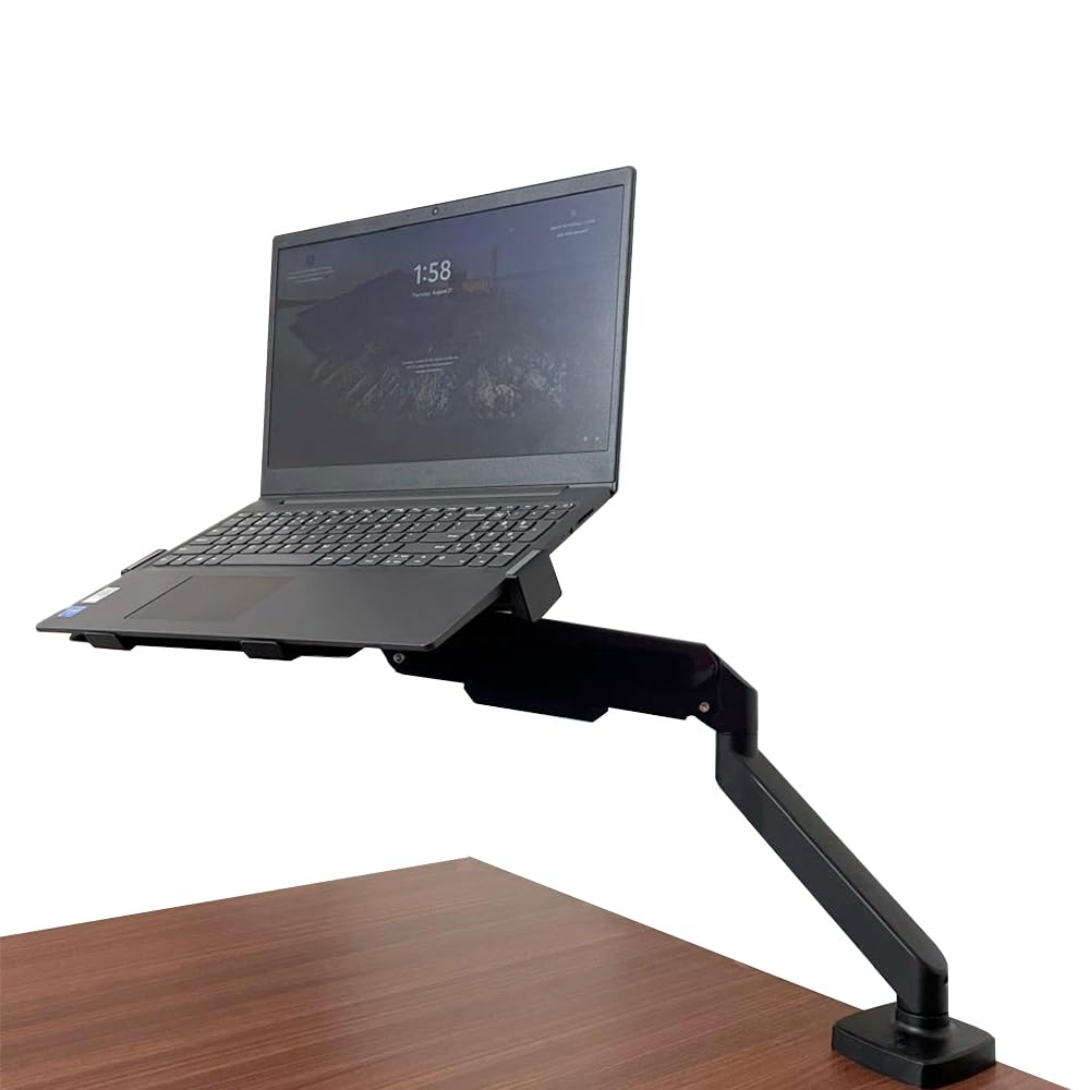 Single Monitor Arm With Laptop Tray| Full Motion Adjustable Stand| Gas Spring Mount For 1330 Inch Screens| 1 Year Warranty| Ves
