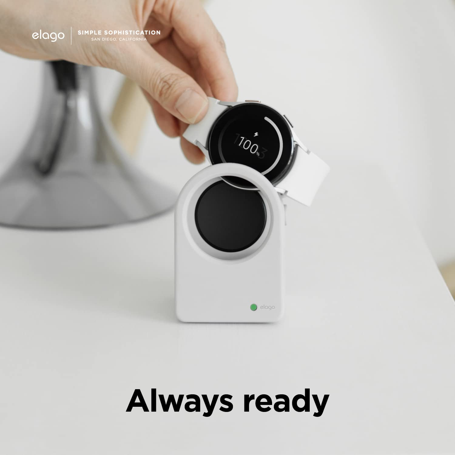 Elago Clock Watch Charger Stand Compatible With Samsung Galaxy Watch 4/4 Classic / 3 / Active (40~46Mm) - [Light Grey] [Charging