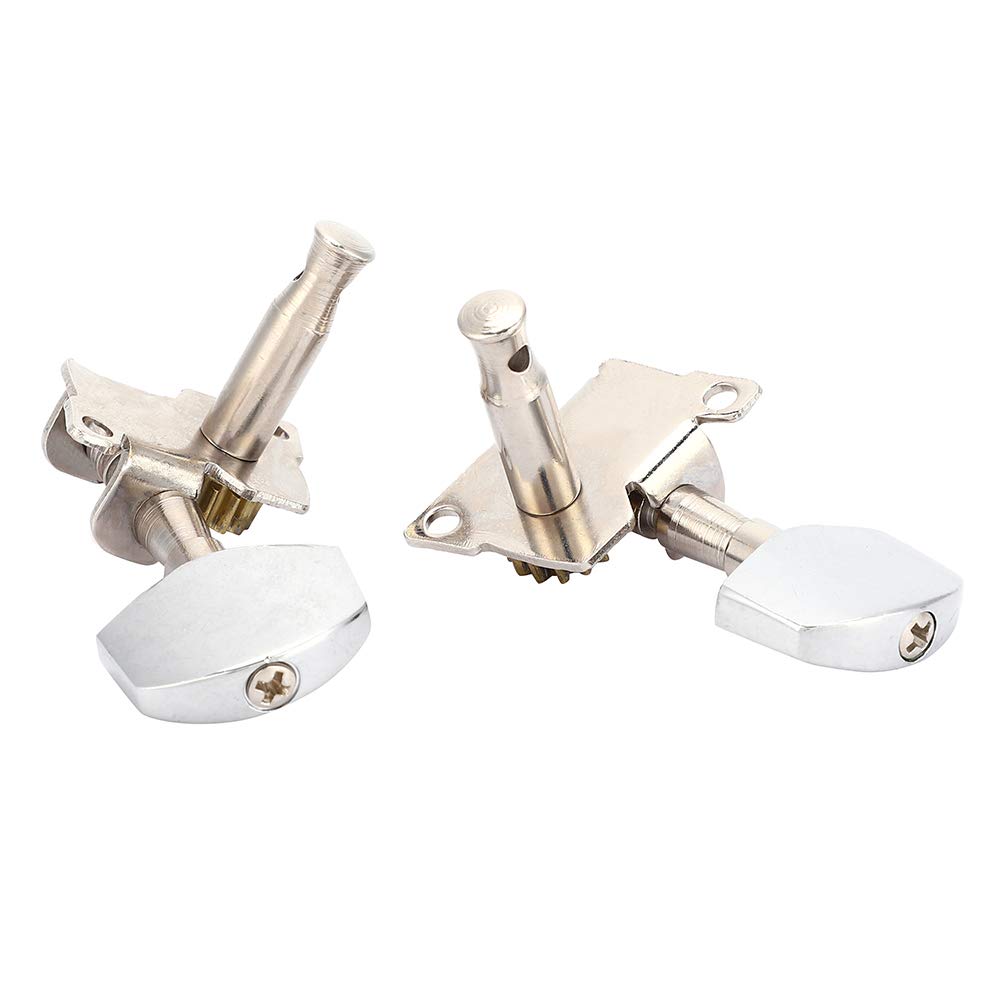 Bnineteenteam 2L2R Ukulele Tuning Peg,Silver Classical Machine Head Ukulele Diy Parts With Mounting Screws