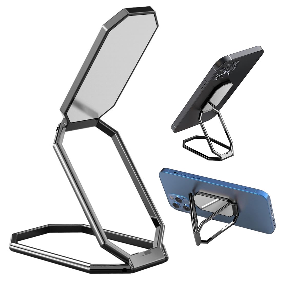 Rimyam Phone Ring Holder Finger Kickstand Foldable Cellphone Stand 360 Rotation Metal Ring Grip For Magnetic Car Mount Compatibl