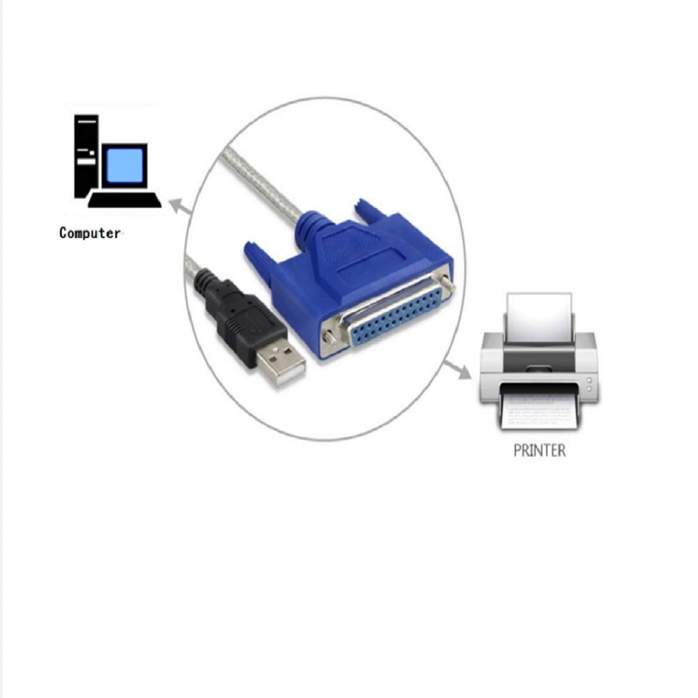 Wesappinc Usb To 25Pin Db25 Parallel Printer Cable Adapter Usb To Female Connector Ieee 1284 Converter For Laptop Desktop Pc Sup