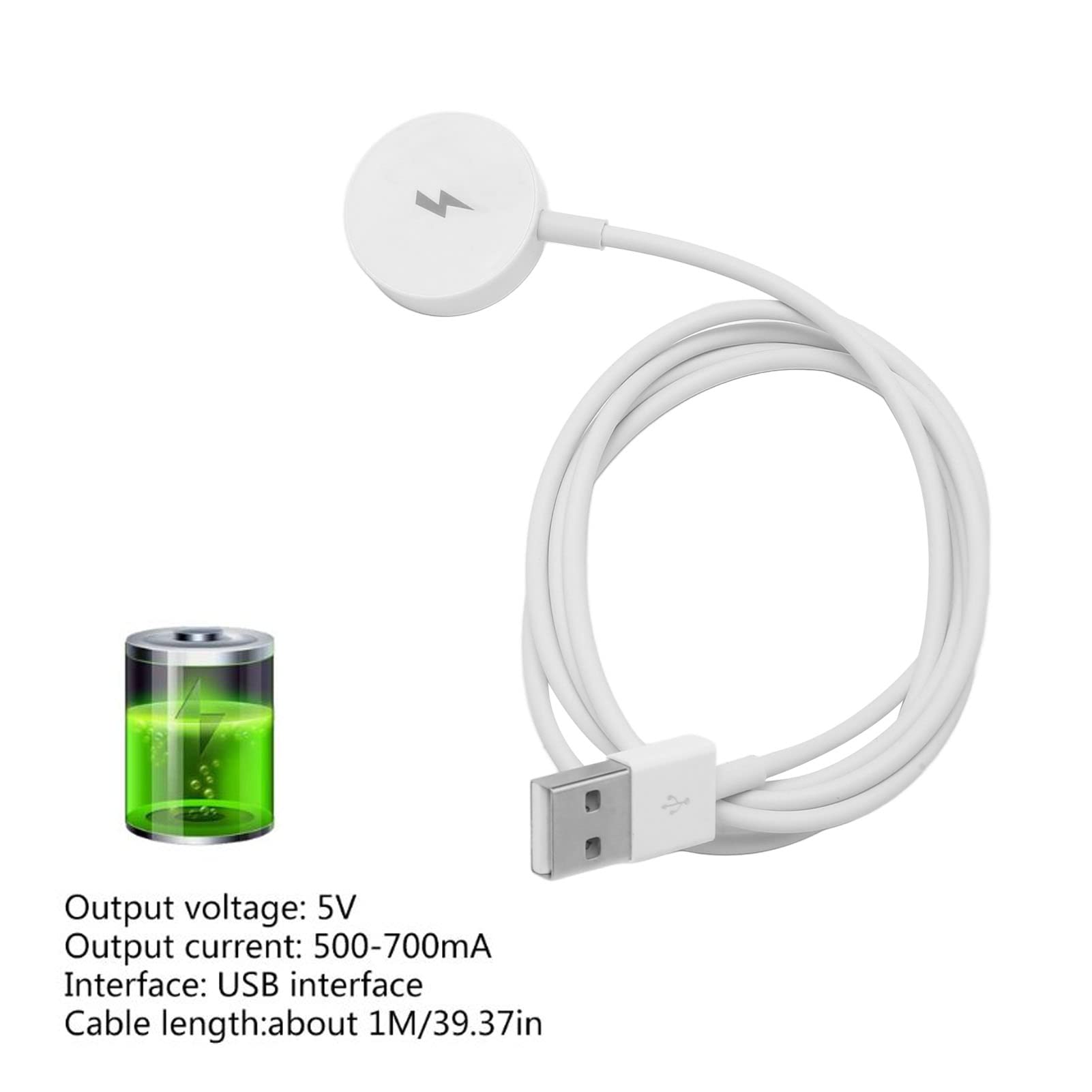 Charger 1 2 3, 3.3Ft 100Cm Usb Smartwatch Charging Cable, Magnetic Smart Watch Charger For Q 1 2 Wander Marshal (White)