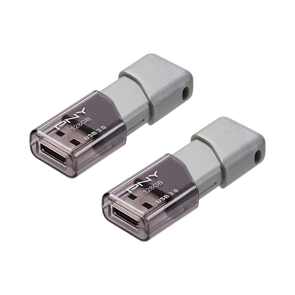 Pny 128Gb Turbo Attach   3 Usb 3.0 Flash Drive, 2-Pack, Grey, P-Fd128X2Tbop-Mp, 100Mb/S, Light-Weight Durable - Data Storage And