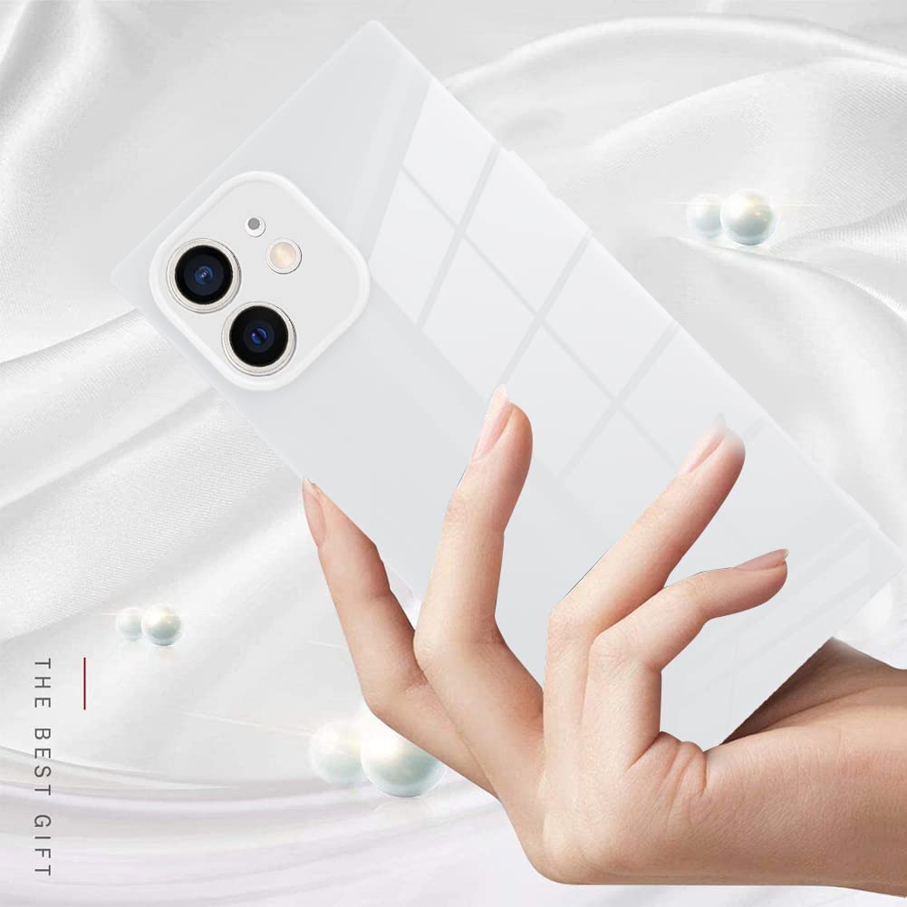 Lsl Compatible Iphone 12 Case Square White Soft Tpu Bumper Anti Drop Anti Scratch Shock Absorption Protective Wireless Slim Cove