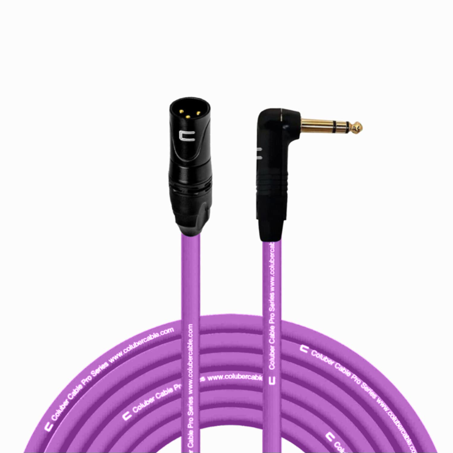 Balanced Xlr Cable Male To Right Angle 1/4'' Trs   35 Feet Purple   Pro 3 Pin Microphone Connector For Powered Speakers, Audio I
