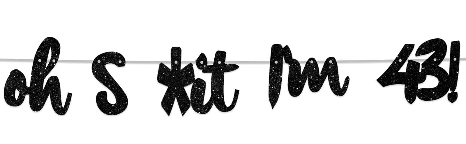 Oh Im 43! Banner Backdrop Glitter Black Hallo Forty Three Cheers To 43 Years Old Theme Decor For Man Woman Happy 43Rd Birthday P