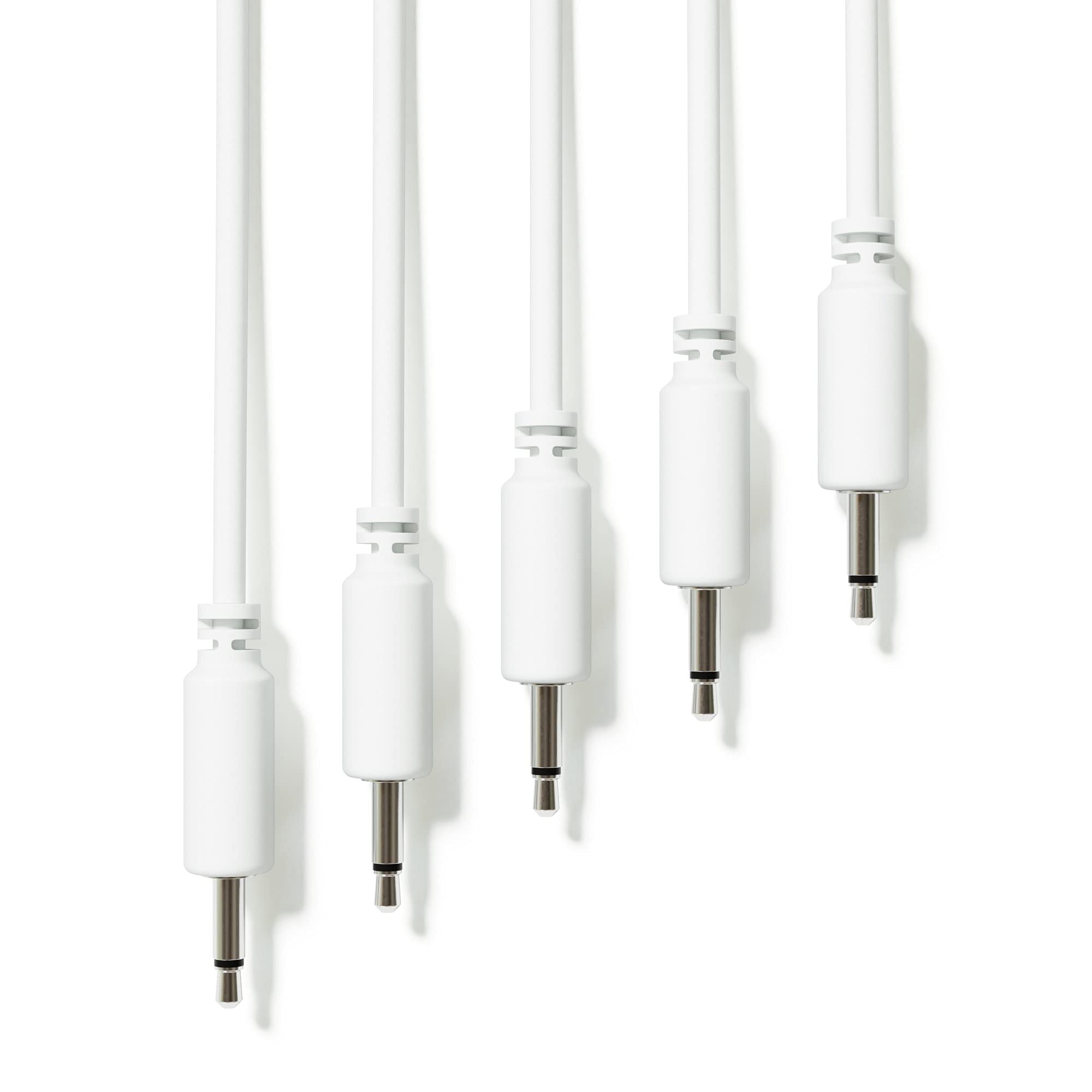 ExcelValley - 5-Pack - Mono Modular Patch Cables - TS 3.5mm 1/8 Eurorack Synthesizer [White | 180 cm - 70.87]
