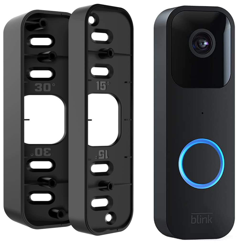 Blink Doorbell Mount, Adjustable (15 To 45 Degrees) Corner Mount, No Drill Mounting Bracket For Blink Doorbell Camera, Wide Viewing Angle Mount, Black