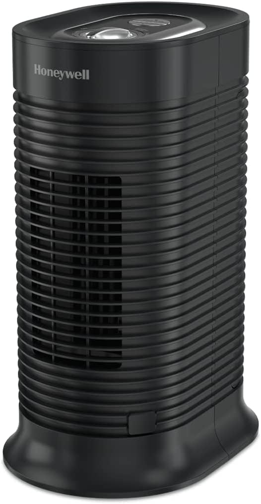 Honeywell Allergenplus Hepa Tower Air Purifier, Airborne Allergen Reducer For Small Rooms (75 Sq Ft), Black   Wildlfire/Smoke, P