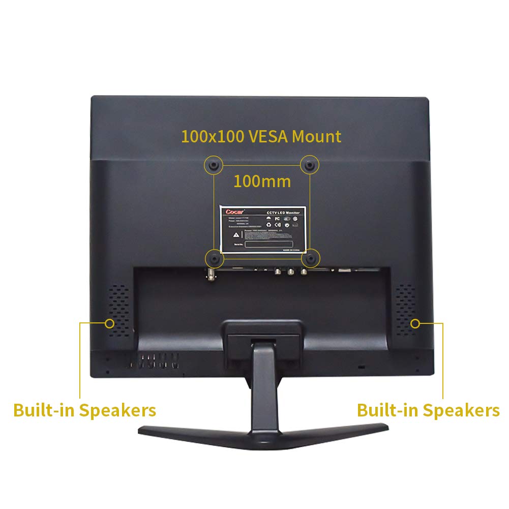 19 Inch Cctv Security Monitor, Cocar Security Surveillance Monitor For Home Security Systems Surveillance Camera Stb Pc, 1280X10