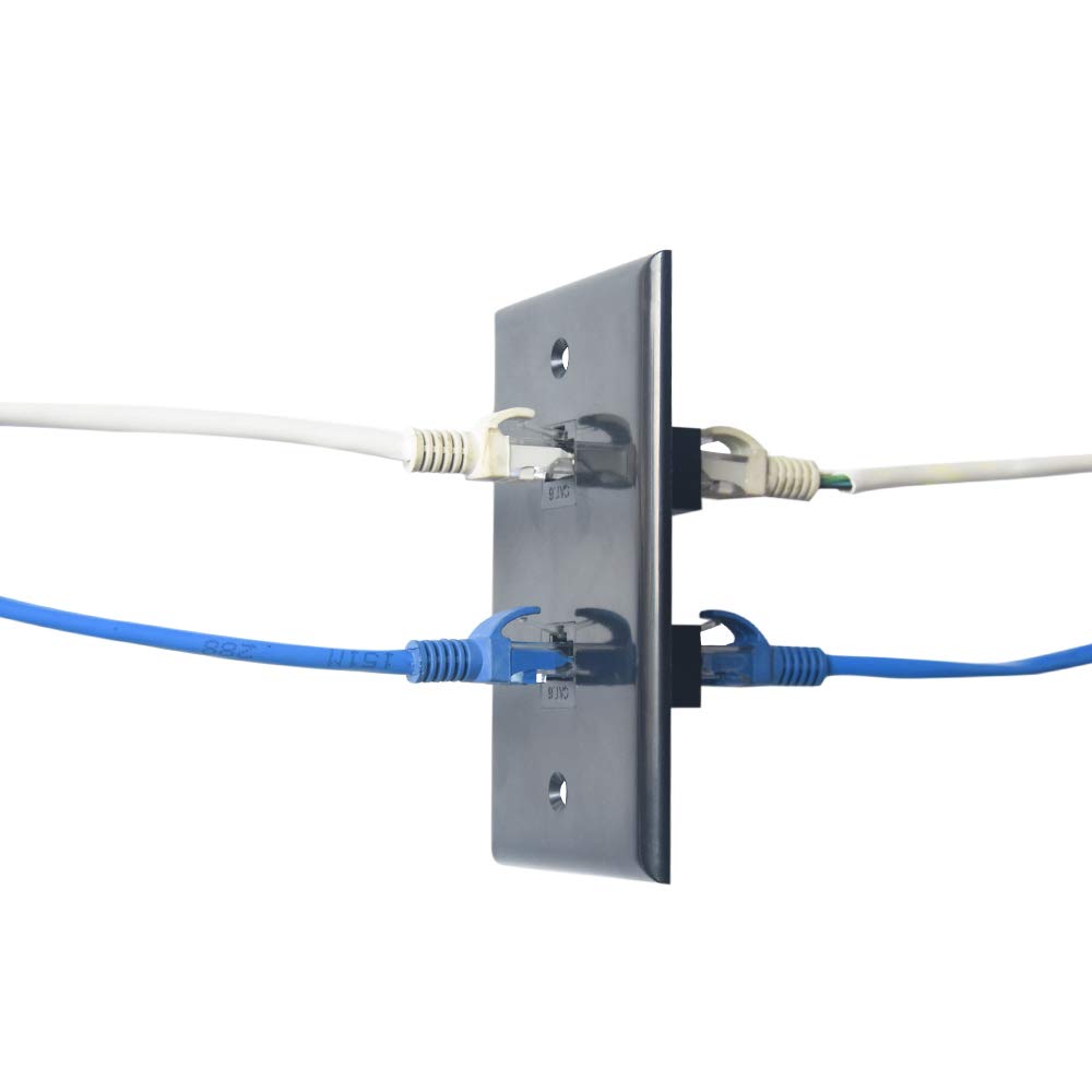 Bupldet 2 Port Ethernet Wall Plate Black  Single Gang Cat6 Rj45 Ethernet Cable Wall Plate Female To Female Faceplate