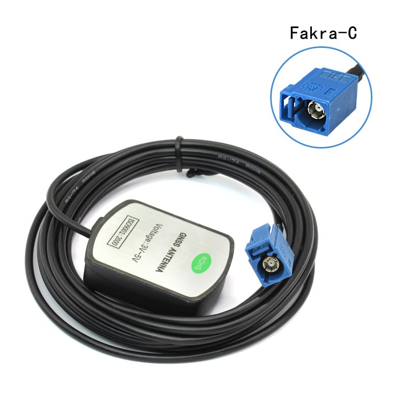 Vehicle Waterproof Active Gps Navigation Antenna Fakra Type C Blue Magnet Mount For Audi Ford Dodge Ram Gm Chevy Chevrolet Gmc Jeep Cadillac Bmw Audi Benz Car Truck Suv Head Unit