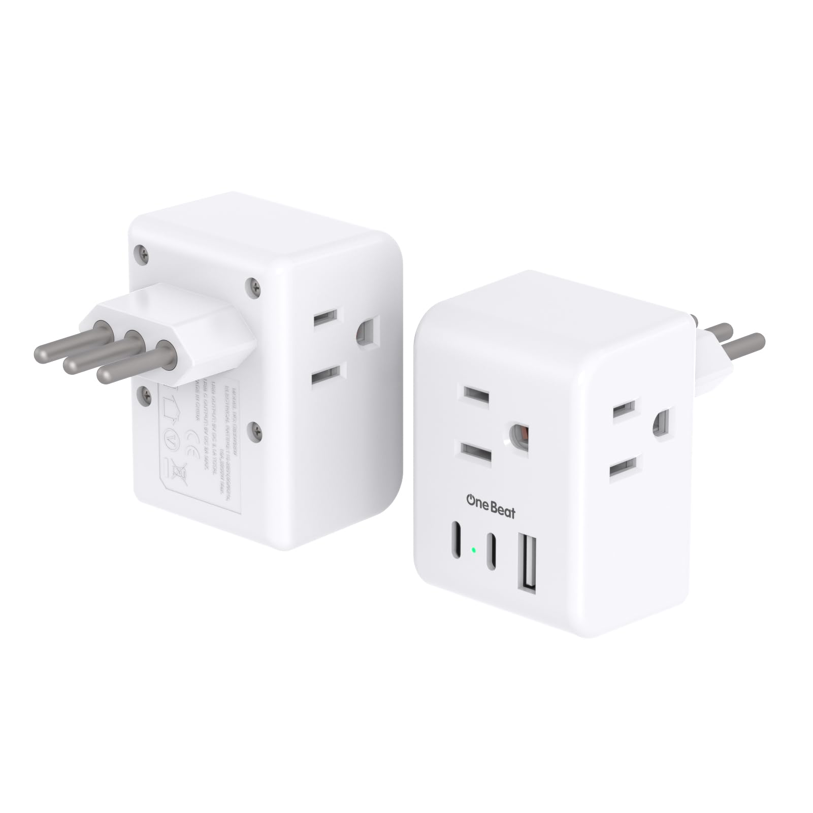 2 Pack Italy Travel Plug Adapter, Type L Italy Power Adapter With 3 Outlets 3 Usb Ports(2 Usb C), 6 In 1 Travel Outlet Adaptor,