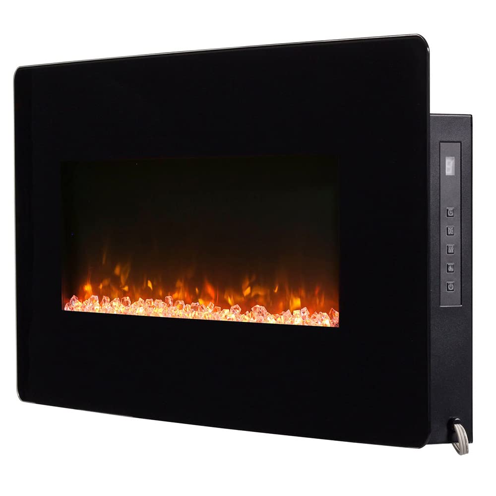 Dimplex Winslow Wall Mounted Electric Fireplace, 35' Inch, Black, 1400W   Modern Wall Electric Fireplace With Heater, Multiple Media Options, Remote Control   Slim Fireplaces For Living Room, Bedroom