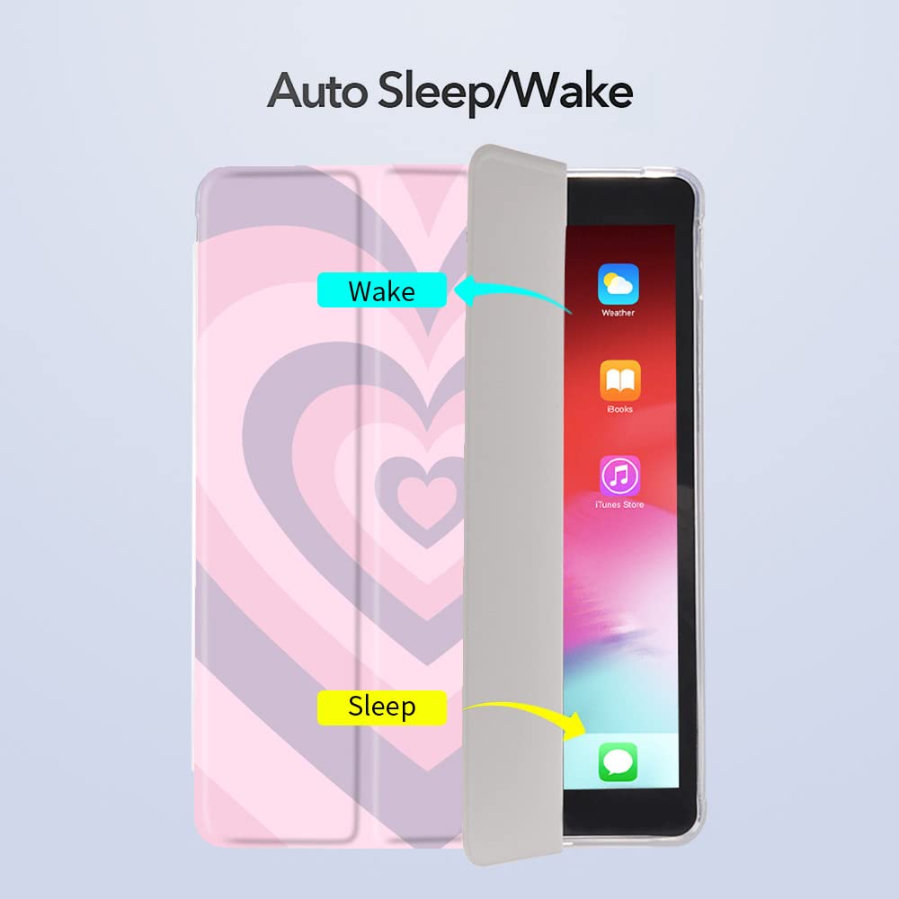 Idocolors Love Heart Pad Case White Case For Ipad 7Th/8Th/9Th Generation (Ipad 10.2 Inch Case 2019/2020/ 2021) Cute Girly Anti S