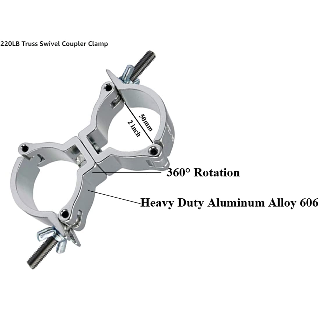 Gchee Dual Truss Swivel Coupler Clamp Fit F34 1.88 2 Inch Pipe Heavy Duty Aluminum Alloy 220 Lbs For Dj Stage Lighting (2Pcs)