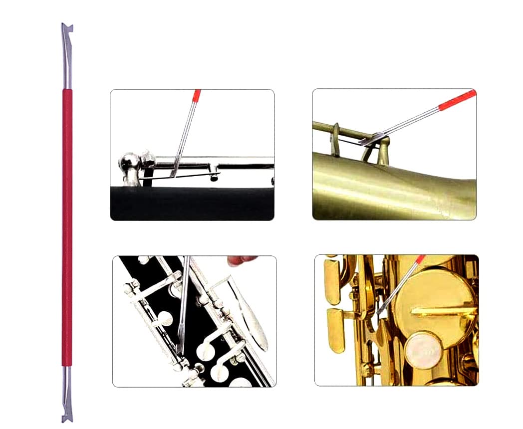 Jiayouy Woodwind Instrument Repair Tool Kit Stainless Steel Key Cover Adjusting Dual Head Spring Hook Key Buttons Protector For