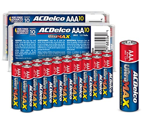 Acdelco Ultramax 20 Count Aaa Batteries, Alkaline Battery With Advanced Technology, 10 Year Shelf Life, Recloseable Packaging