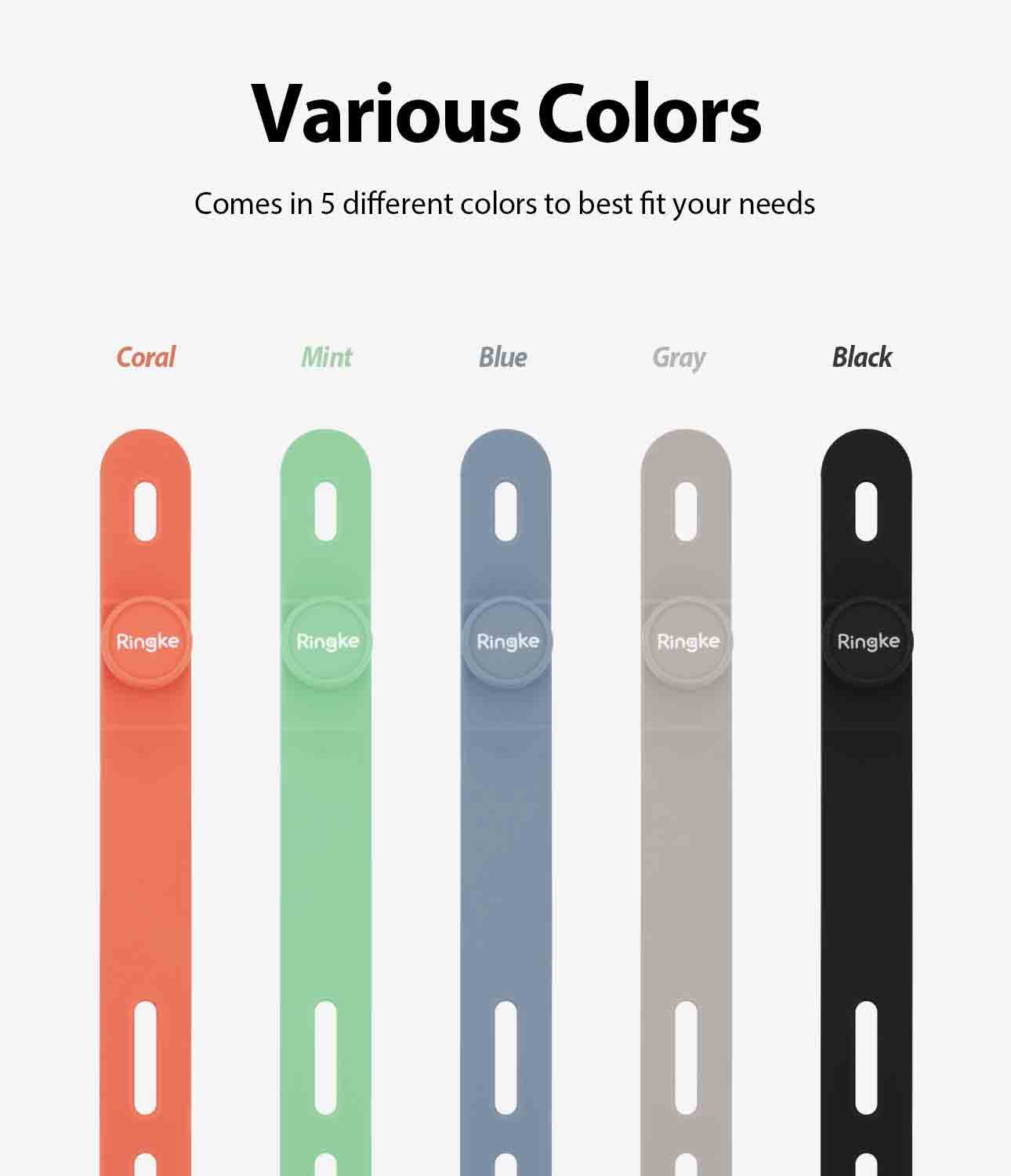 Ringke Silicone Cable Ties [Reusable Cable Management] Flexible Cord Organizer, Adjustable Length Long Lasting Durable Cable Cli