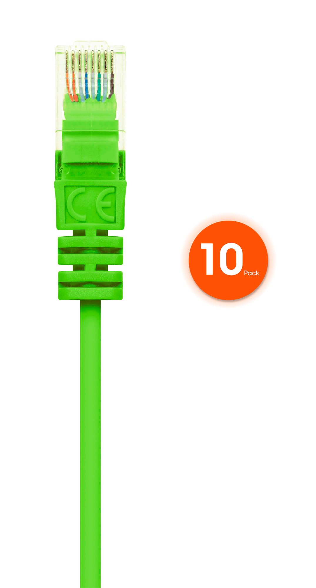 Intellinet Slim Cat6 Ethernet Network Patch Cable   10 Pack   10Gbps & 250Mhz, Snagless Boot, 30Awg Pure Bare Copper Wire, Gold