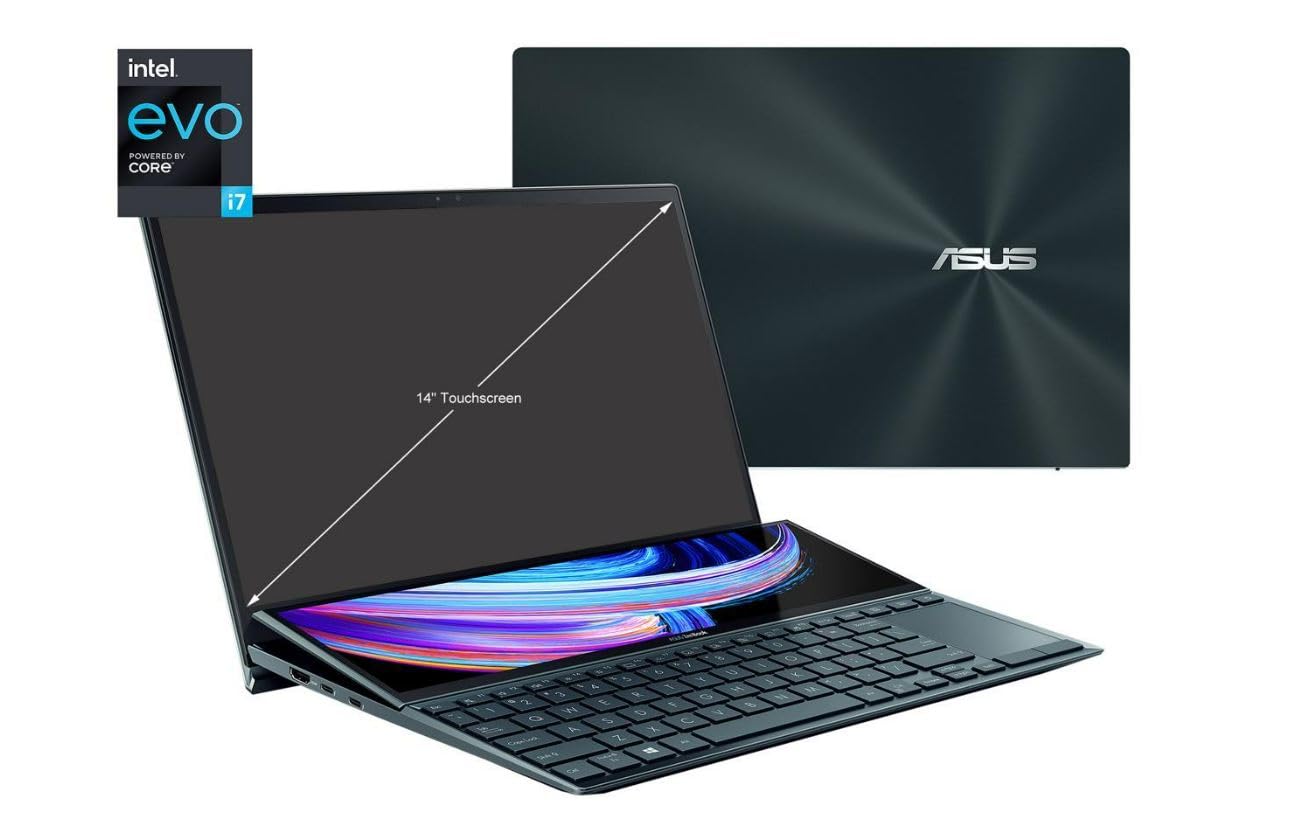 Asus Zenbook Duo 14 Ux482 14    Fhd Touch Display, Intel Evo Platform, Core I7-1195G7, 8Gb Ram, 512Gb Pcie Ssd, Screenpad Plus,