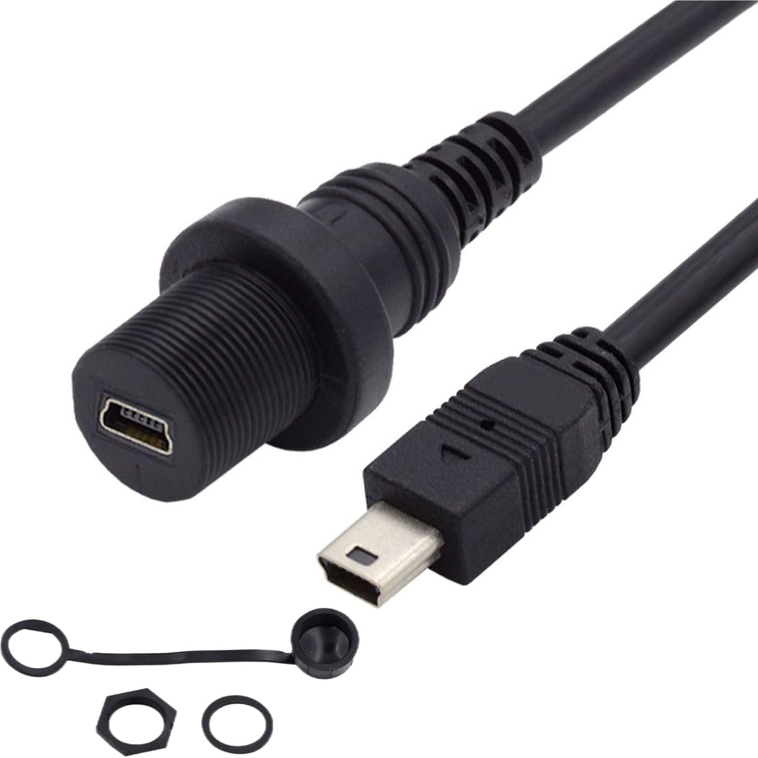 chenyang Mini USB 5Pin Flush Mount Male to Female Extension Cable for Car Dashboard Panel Mount Waterproof Dustproof