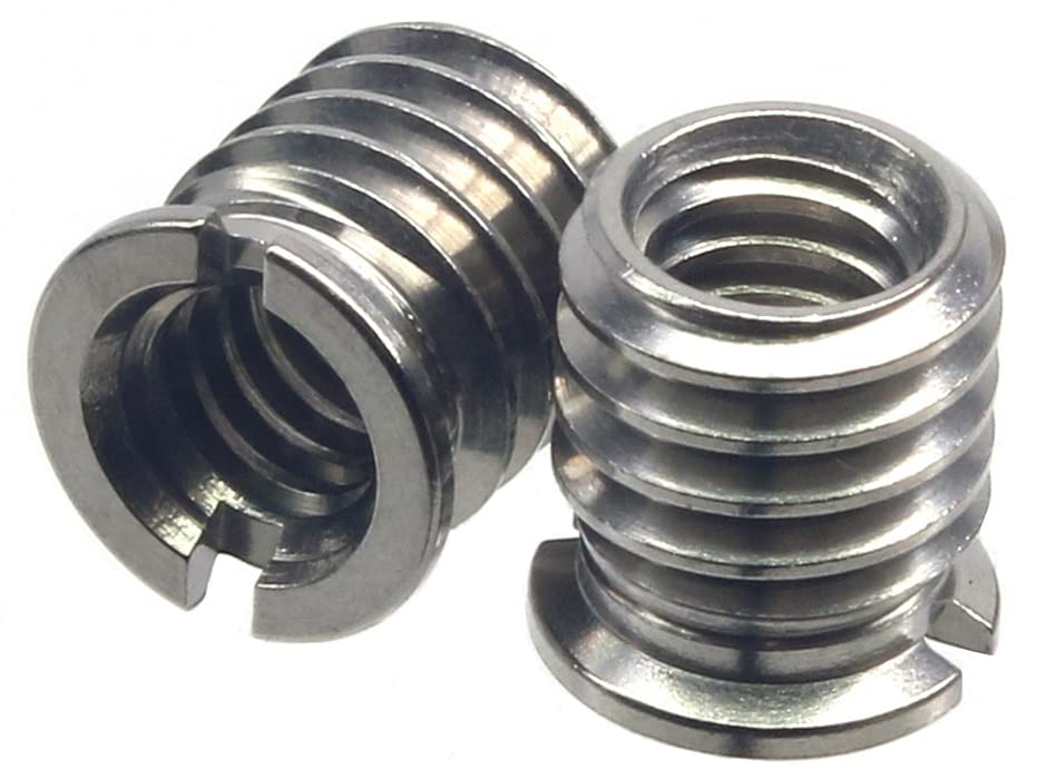 Hithut Stainless Steel 1/4'' 20 Female To 3/8'' 16 Male Convert Screw Adapter 2 Pieces 10.5Mm Height