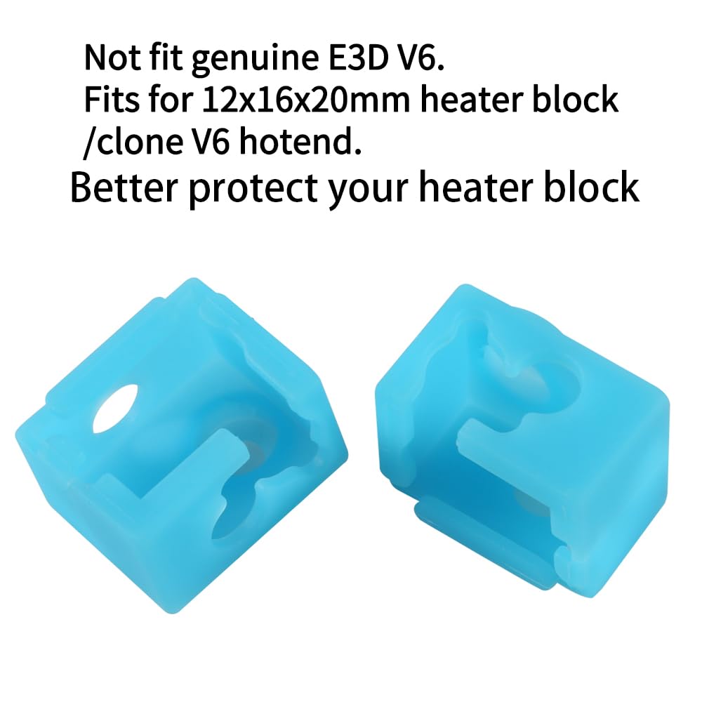 3D Printer Heater Block Silicone Cover, Aokin V6 Silicone Sock For Clone E3D V6 Hotend Extruder, 3 Pcs, Black
