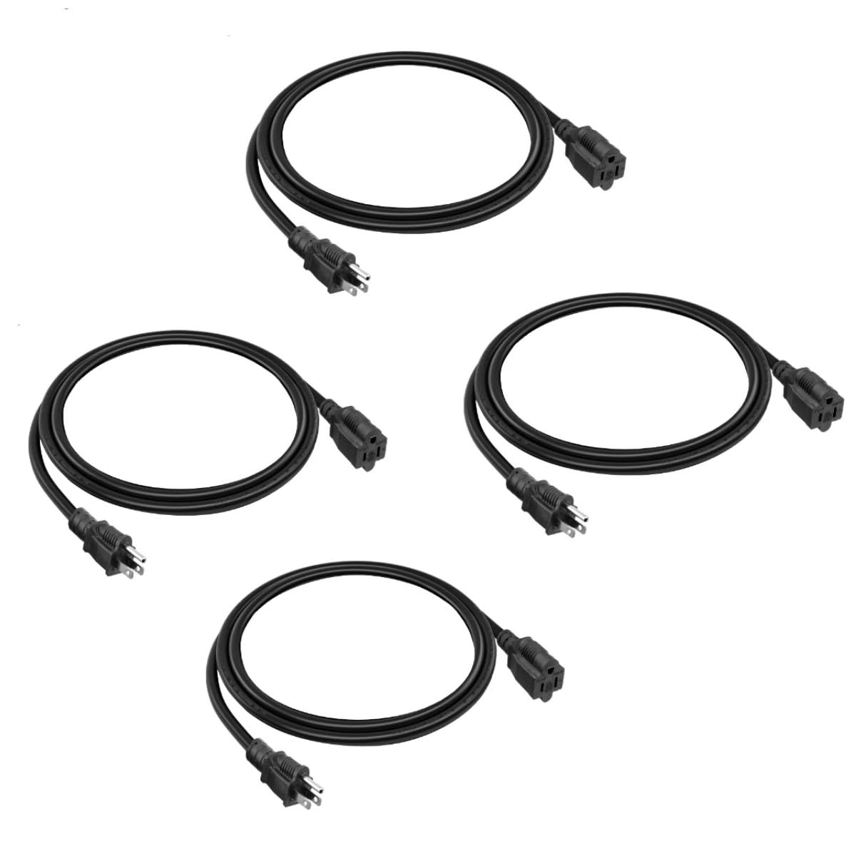 4 Pack 3Ft Extension Cord Outdoor Indoor Use 16 Sjtw Awg Heavy Duty Power Cord 3 Prong, Nema 5 15P To Nema 5 15R, Power Cable Fo