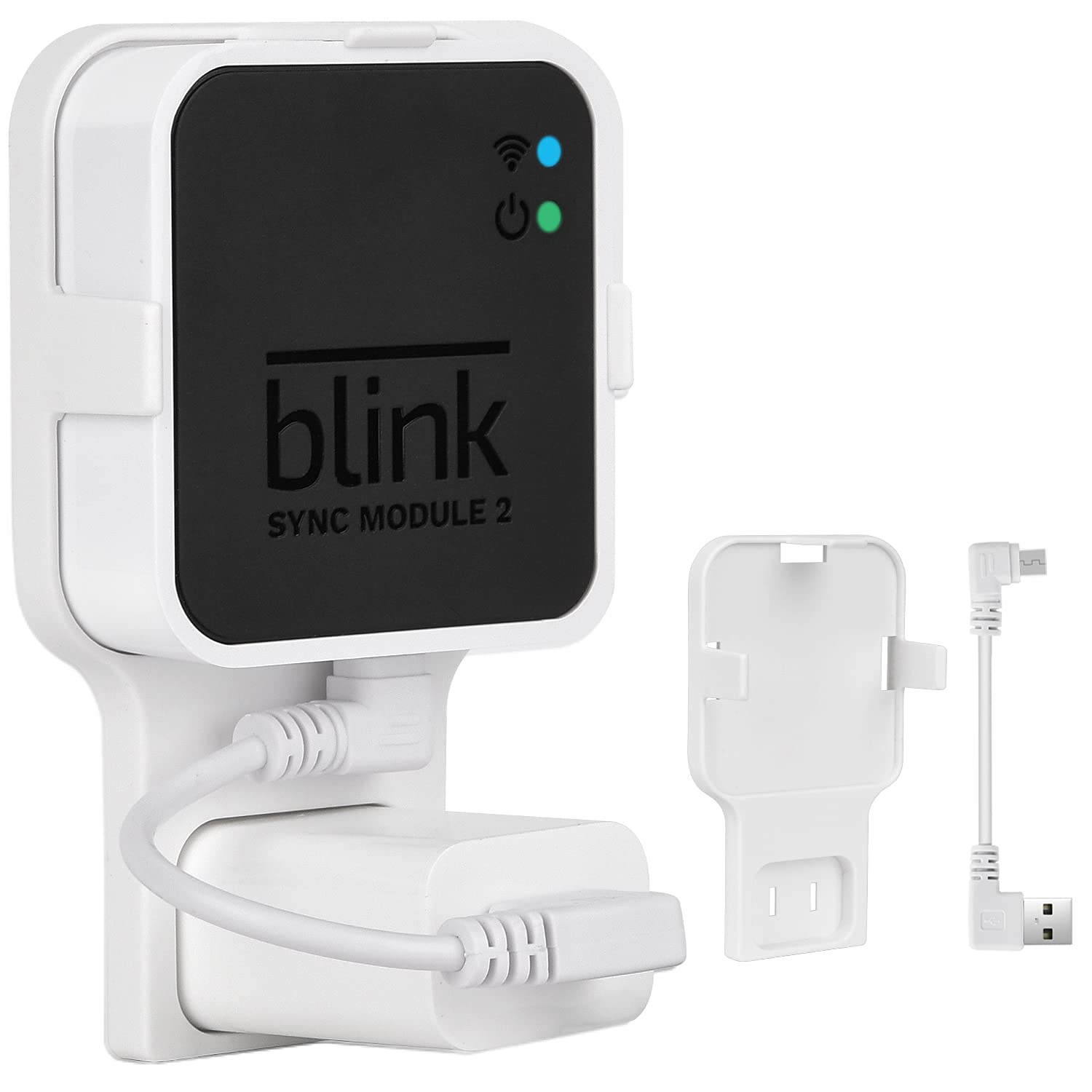 Outlet Wall Mount For Blink Sync Module 2, Mounting Bracket Holder With Short Cable For All New Blink Outdoor Indoor Home Securi