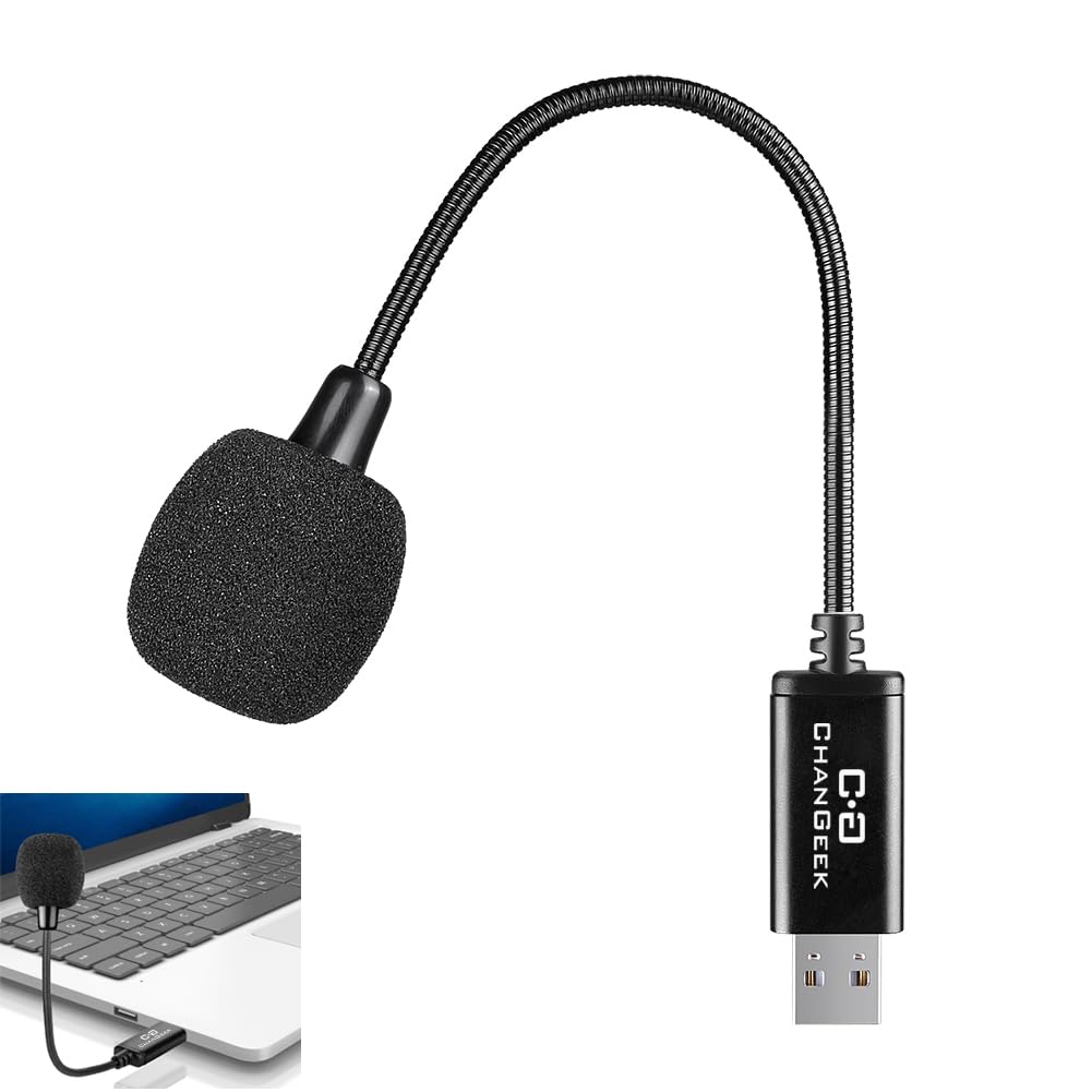 C G Changeek Mini Usb Microphone For Laptop And Desktop Computer, With Gooseneck & Universal Usb Sound Card, Compatible With Pc 