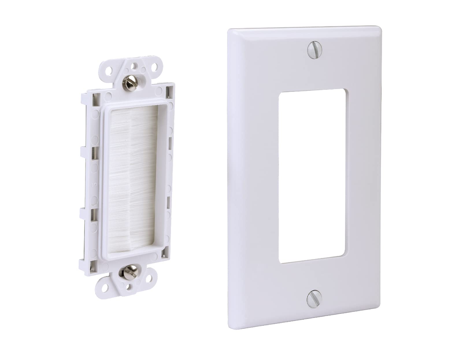 Tedgetal Single Brush Wall Plate 2 Pack,Single Gang Faceplate Cable Pass Through Insert Wall Socket For Hdtv, Hdmi, Network, Coa