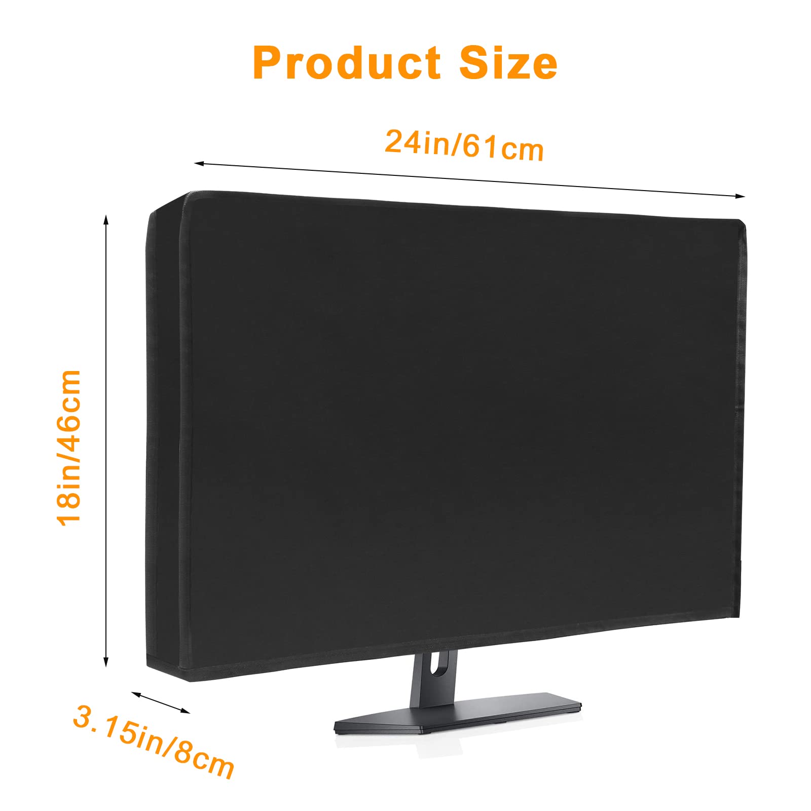 Luxiv Waterproof Black Computer Monitor Dust Cover, Anti-Static LCD Sleeve, 24W x 18H x 3.2D, Full Body Dust Protection