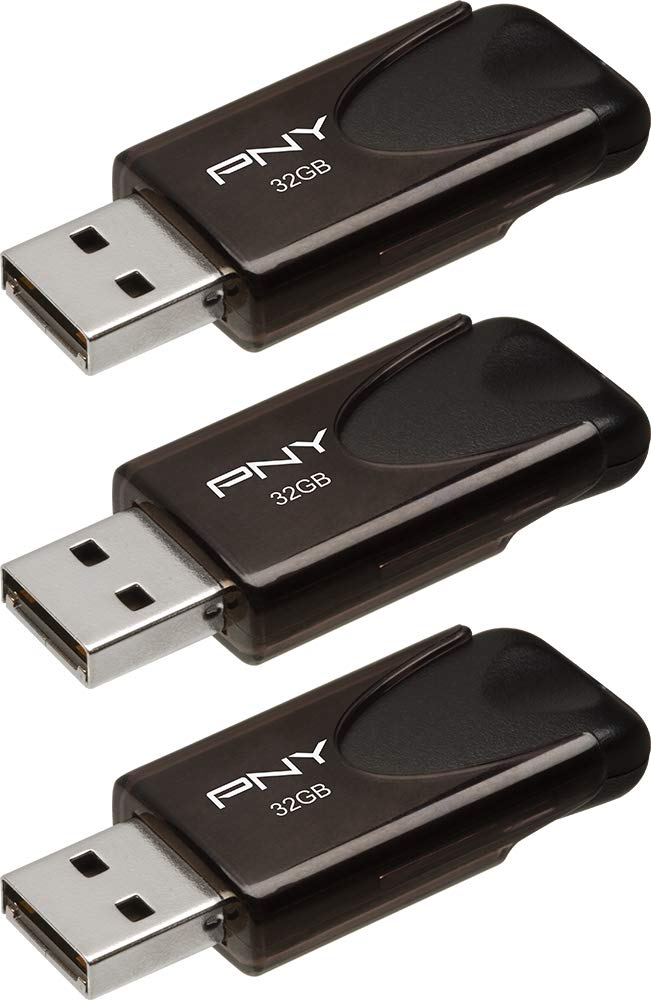 PNY 32GB Attach 4 USB 2.0 Flash Drive 3Pack, black