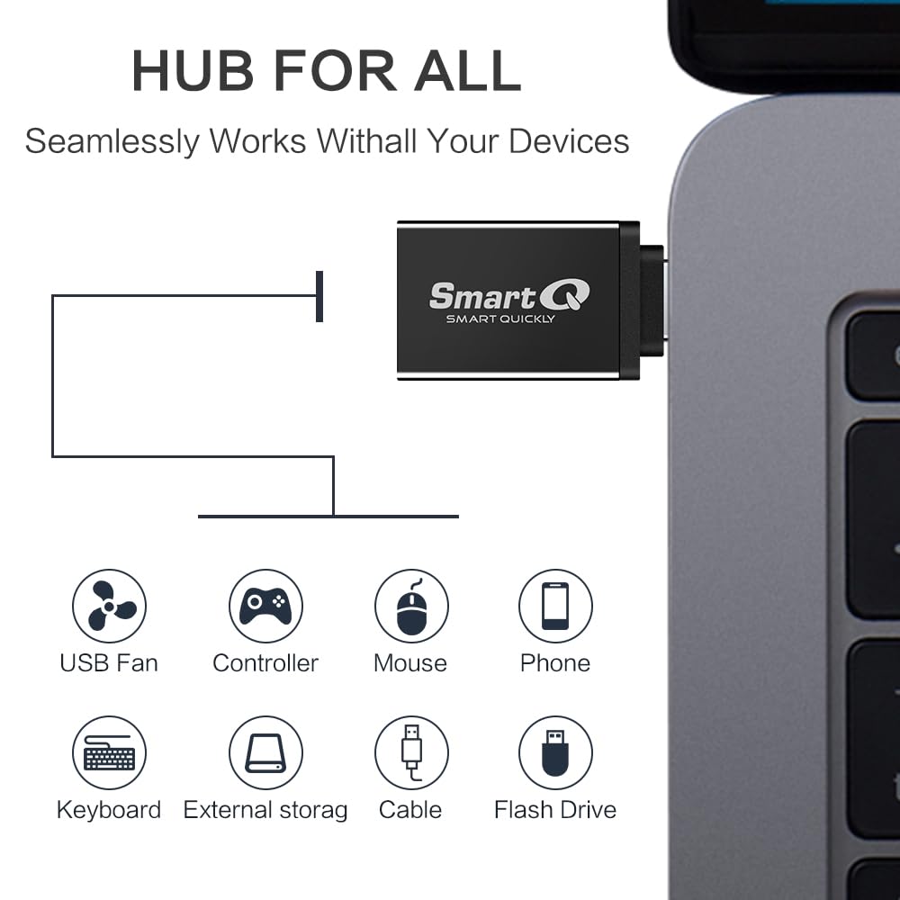 Smartq Usb C To Usb 3.0 Female Adapter, Compatible With Macbook Pro 2020, Ipad Pro 2020, Samsung Notebook 9, Dell Xps, Iphone 15