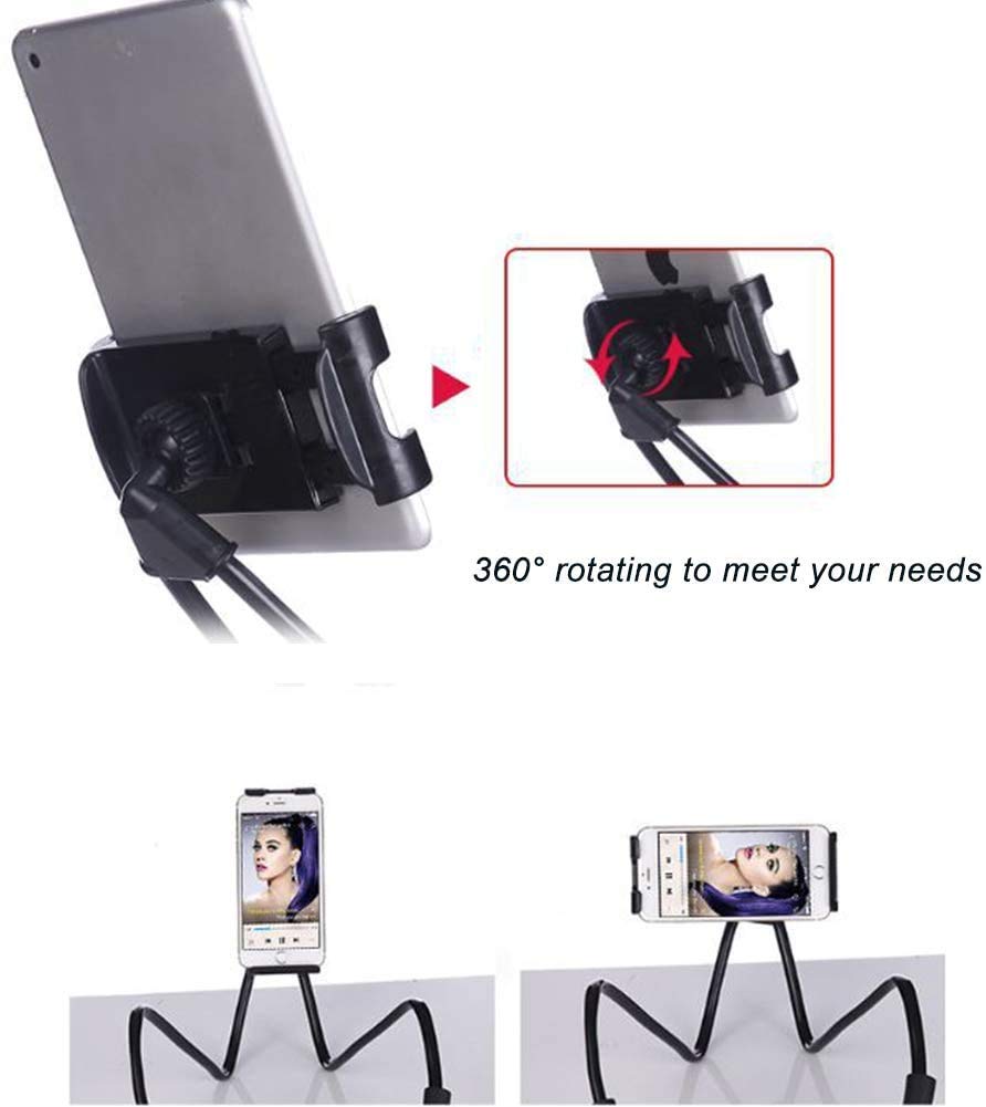 Geyitafum Cell Phone Stand Hanging On Neck Upgraded, Hands Free Mobile Phone Holder Clip On Bed/Table 360 Rotation Iphone Tablet