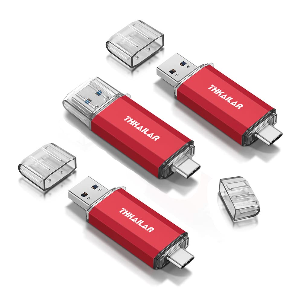 Thkailar 32Gb 3 Pack Usb C Memory Stick Otg Usb 3.1 Thumb Drive Compatible With Android Phone, Macbook Pro, Laptops, Tablets, Pc