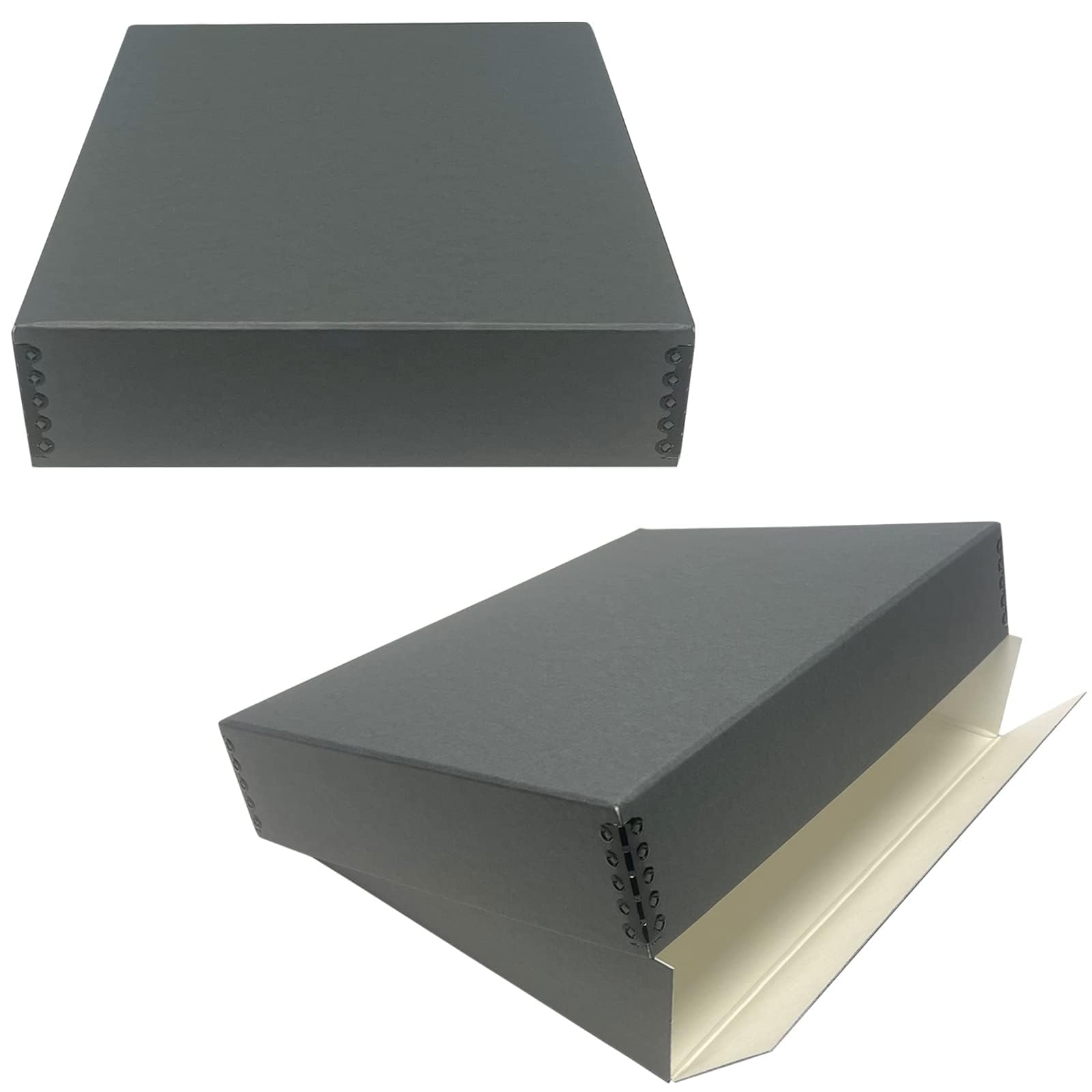 Lineco Museum Archival Storage Box, 11.75X15.25X3 In. Drop Front Design. Acid Free With Metal Edge. Organize Photos, Pictures, Prints, Documents, Crafts, Diy. Gray, 2 Pack
