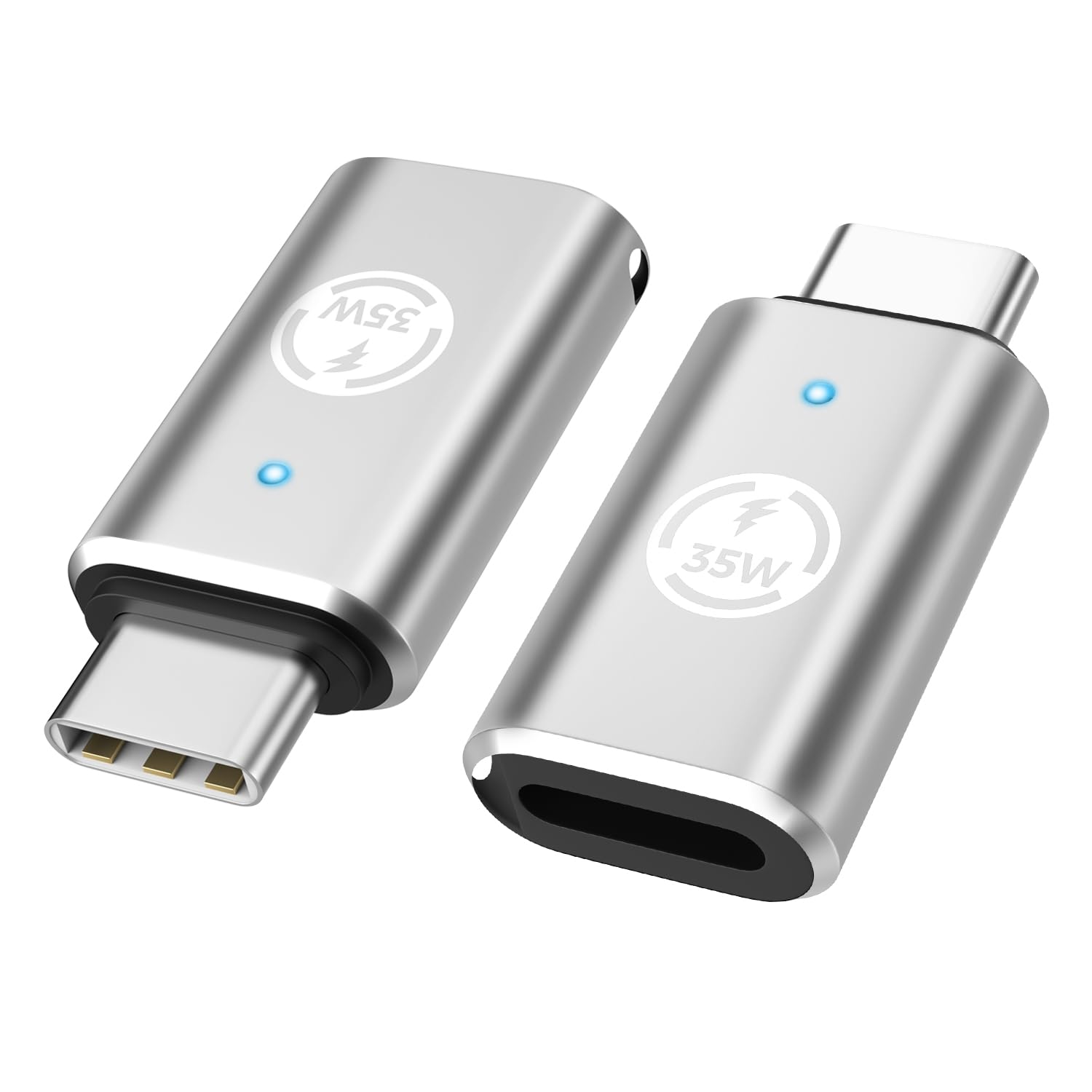 MoKo Lightning Female to USB C Male Adapter 2Pack,Lightning USB C Adaptor for iPhone 15/16 Pro/16 Pro Max/Plus,Galaxy S24,iPad, iPhone to USB C Adapter for Fast Charging, NOT for Headphone, Silver 35W