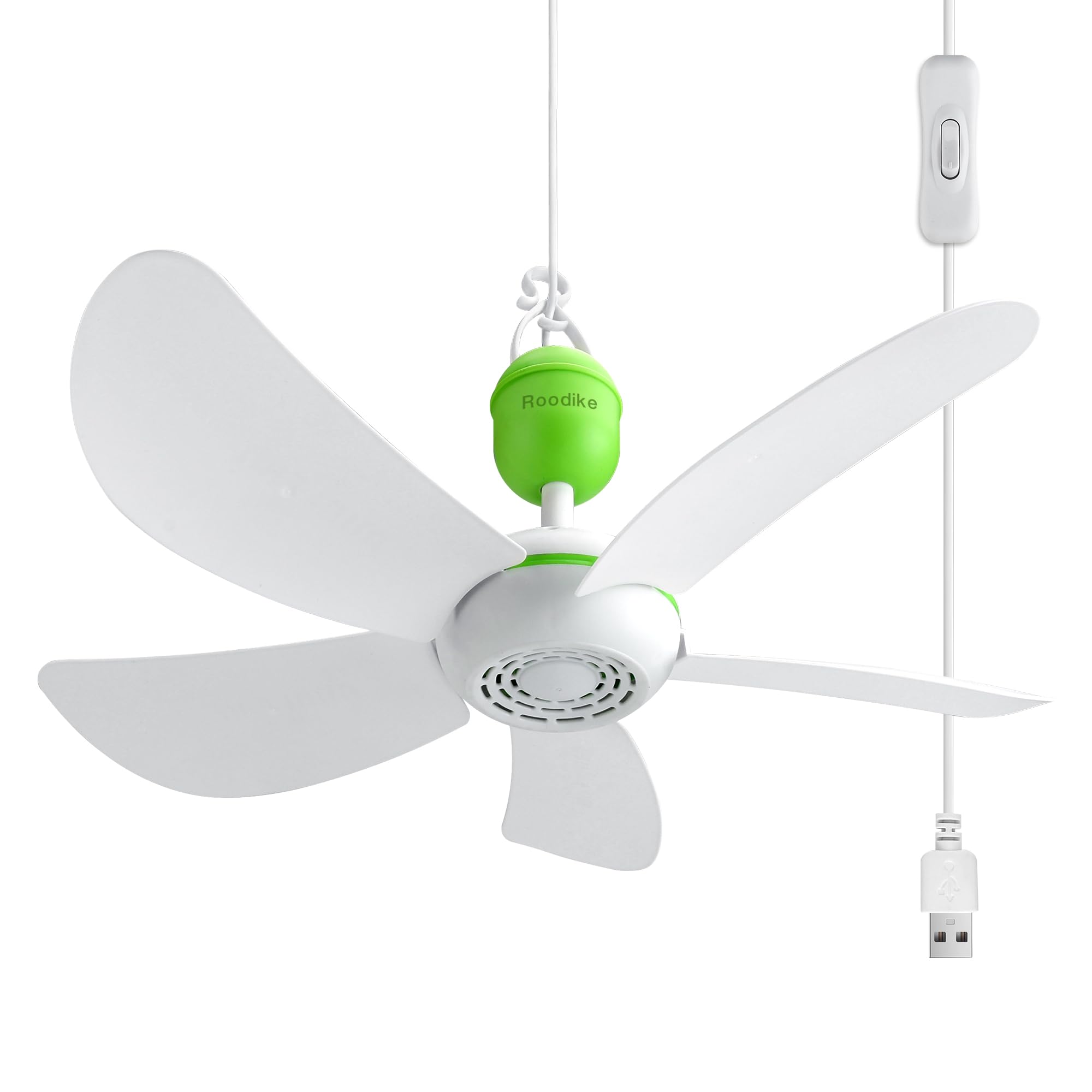 Roodike Mini Usb Ceiling Fan For Camping Tent, 17'' Portable Hanging Ceiling Fan For Outdoor Gazebo Or Rv, 13.2Ft Long Cord With