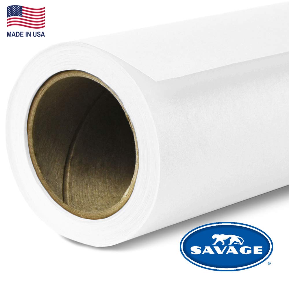 Savage Seamless Paper Photography Backdrop   Color #66 Pure White, Size 86 Inches Wide X 36 Feet Long, Backdrop For Youtube Videos, Streaming, Interviews And Portraits   Made In Usa