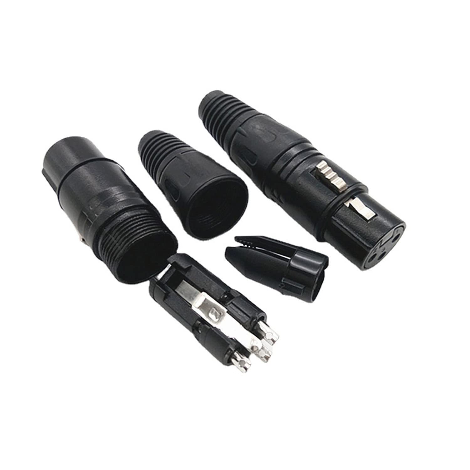 Zyamy 4 Pairs Xlr 3 Pin Male/Female Audio Microphone Connector, Black Shell