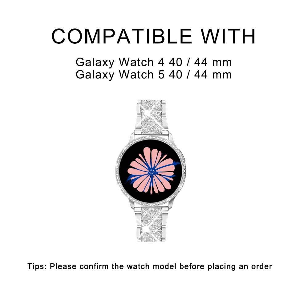 Mosonio Compatible With Samsung Galaxy Watch Fe 2024 40Mm/ Galaxy Watch 5 Band / Samsung Galaxy Watch 4 Band , 20 Mm Silver Blin