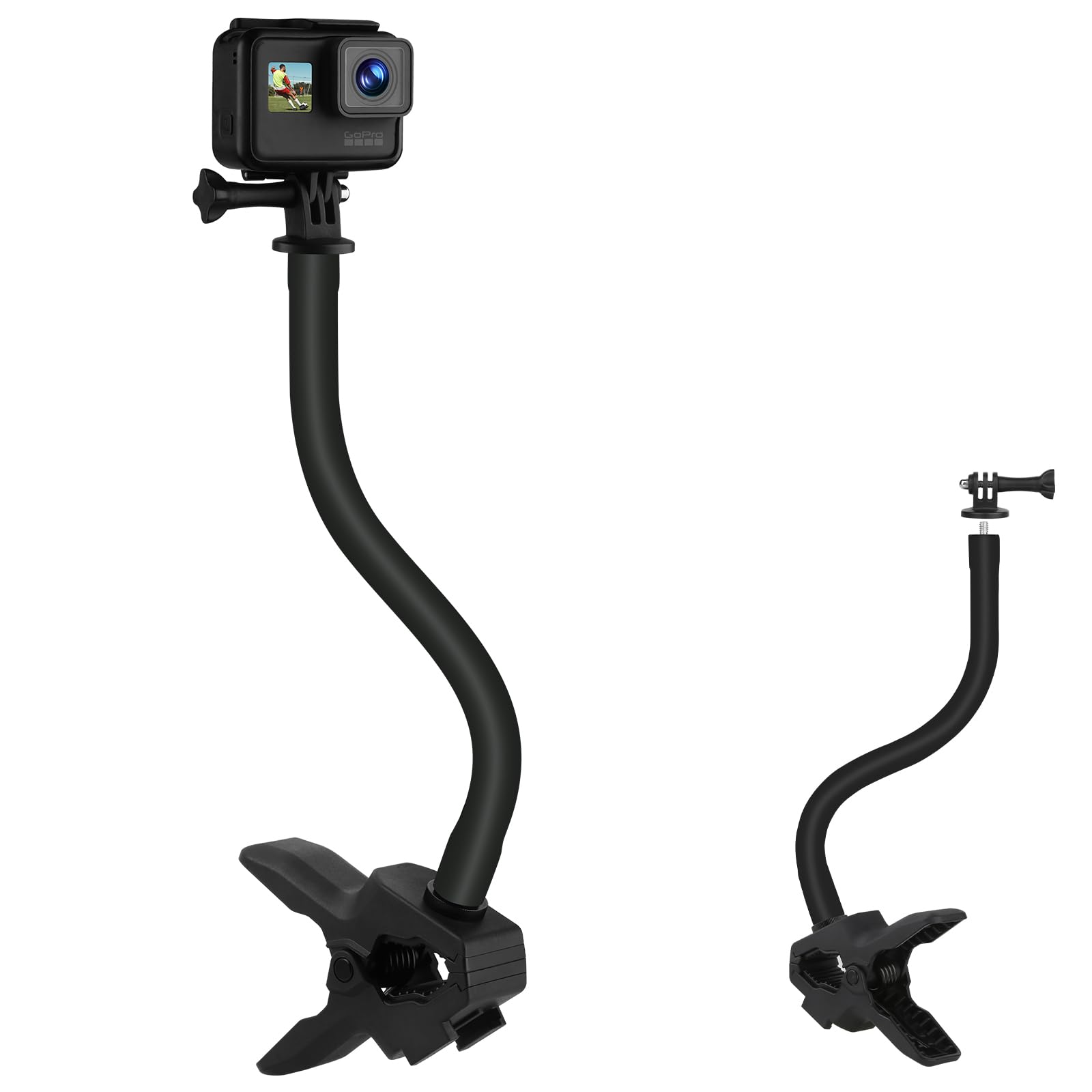 Upgraded Camera Jaws Flex Clamp Mount,11.8 inch Flexible Gooseneck Arm,Compatible for Gopro Hero 13/12/11/10/9/8/7/6/5/4/Max/Fus