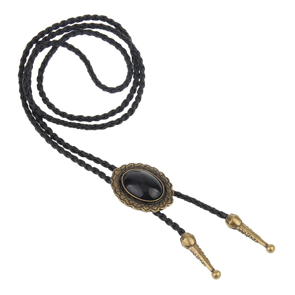 Elbme Oval Gemstone Bolo Bola Tie Rodeo Cowboy Pu Leather Necktie Antique Bronze Jewelry & Watches | Mens Jewelry | Bolo Ties