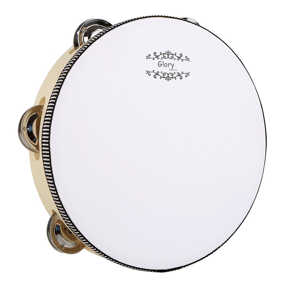 Glory Hand Held Tambourine Drum 8 Inch Bell Birch Metal Jingles Percussion Gift Musical Educational Drum Instrument For Ktv Part